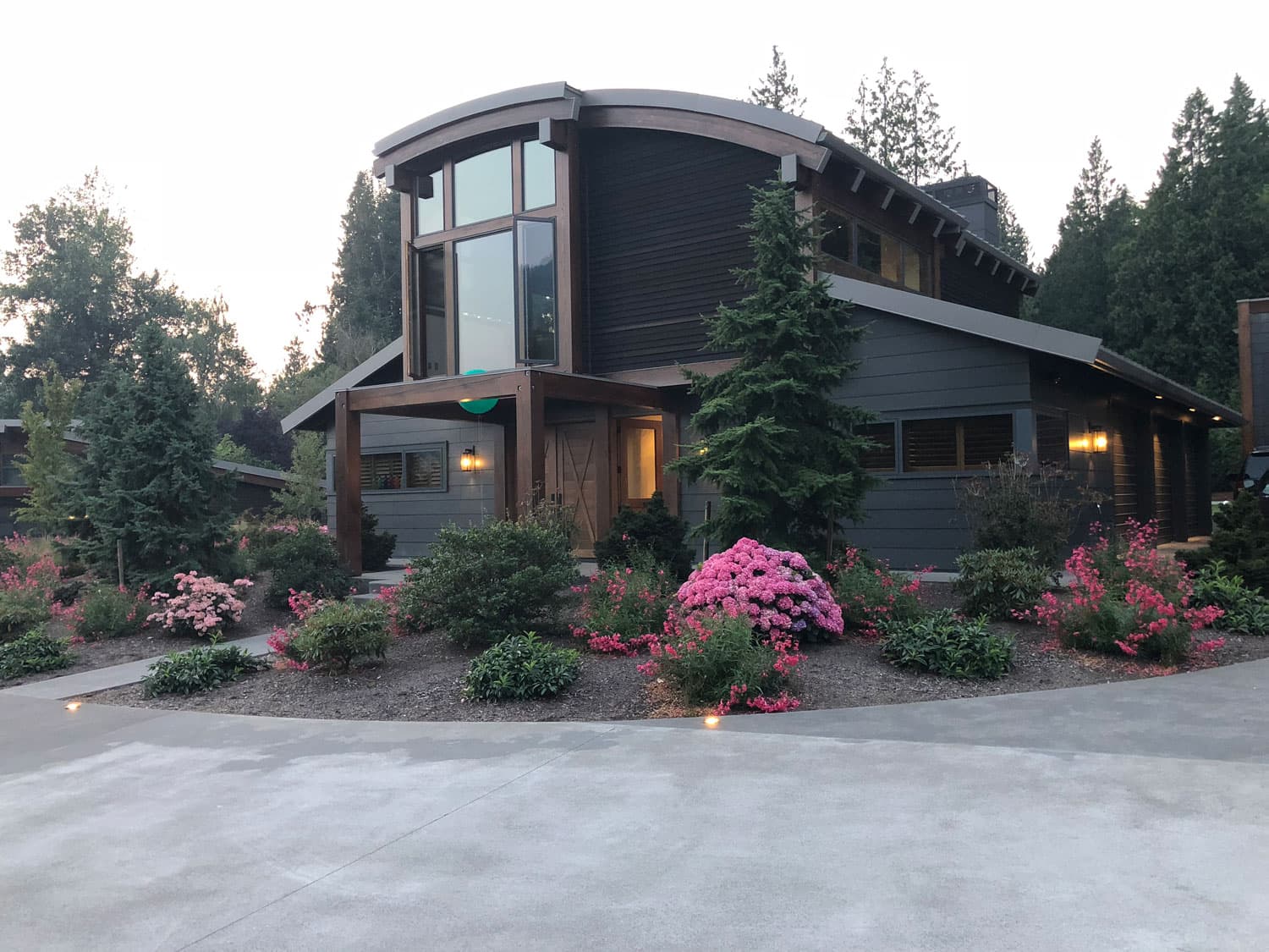 house exterior with curved roof